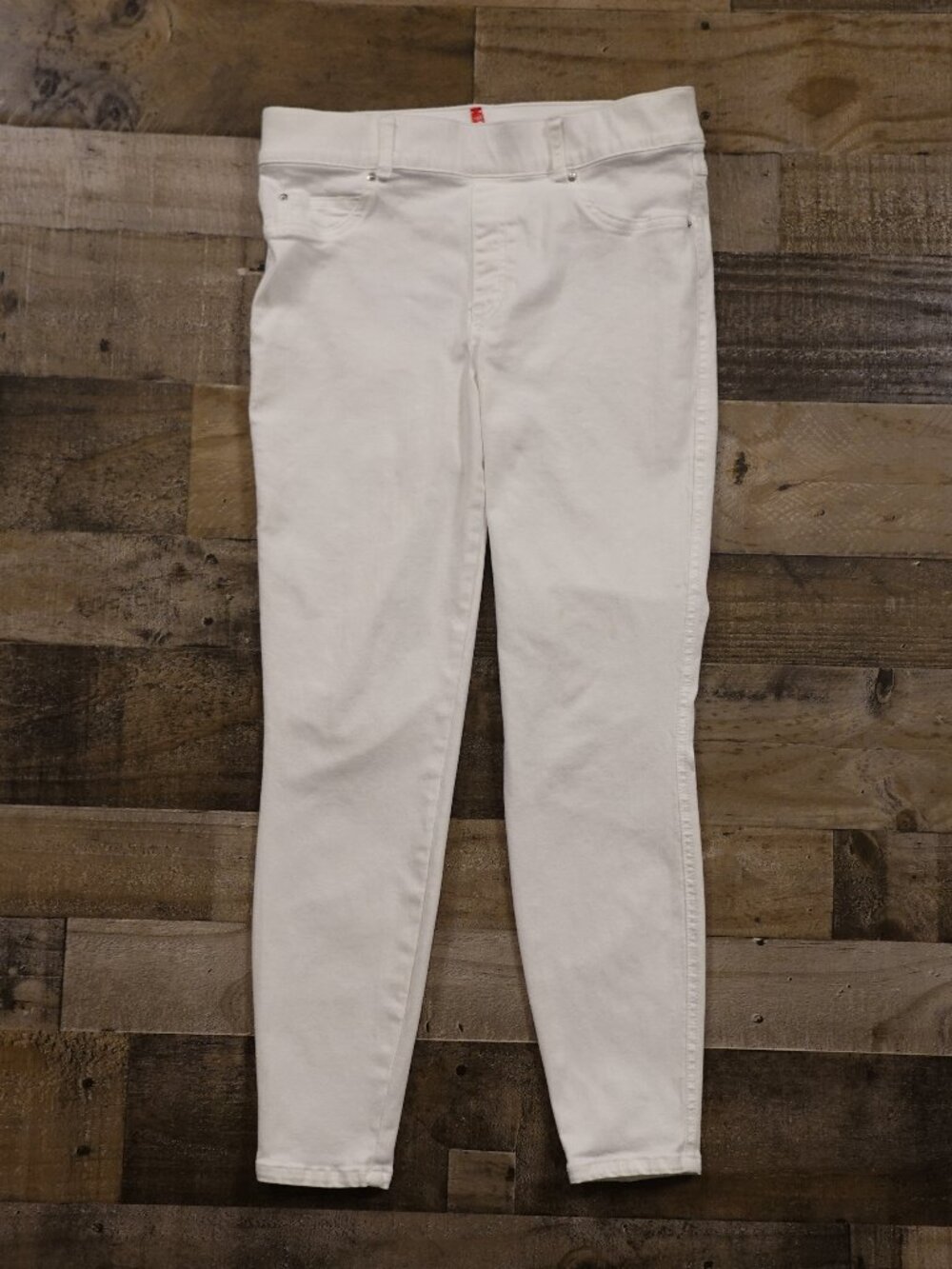 SPANX Ankle Skinny Jeans Women’s Large White High Rise Shaping Stretch FAIR